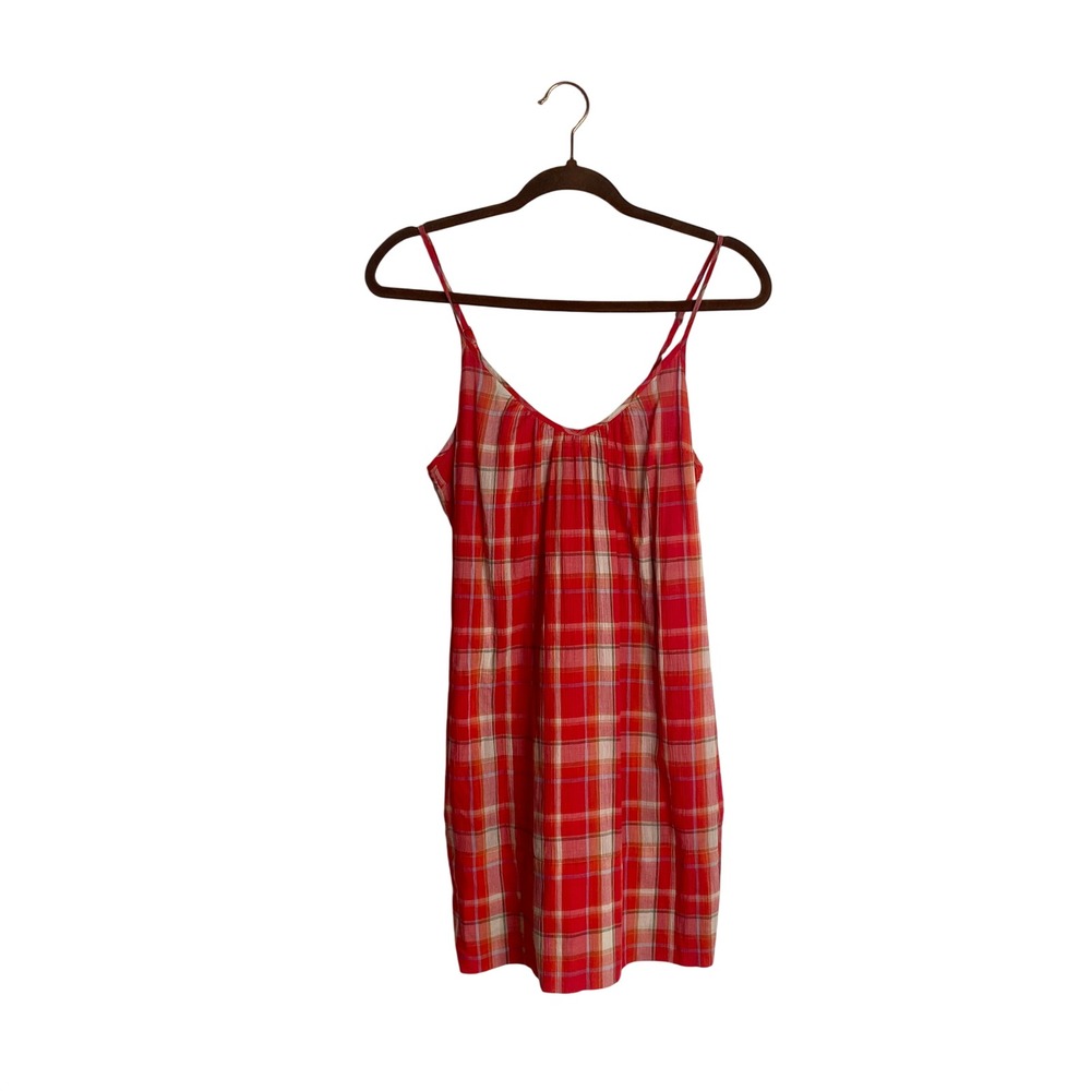 Standard James Perse Plaid Mini Dress Camisole Tank Red Sun Beach Casual Y2K S
